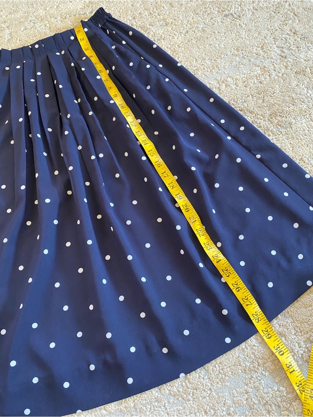 J Crew Navy Polka Dot Swiss Dot Pleated Midi Skirt Lined: 2 - Picture 4 of 8